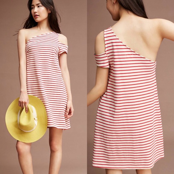 Maeve Dresses & Skirts - Maeve | Marketa . red stripped one shoulder dress